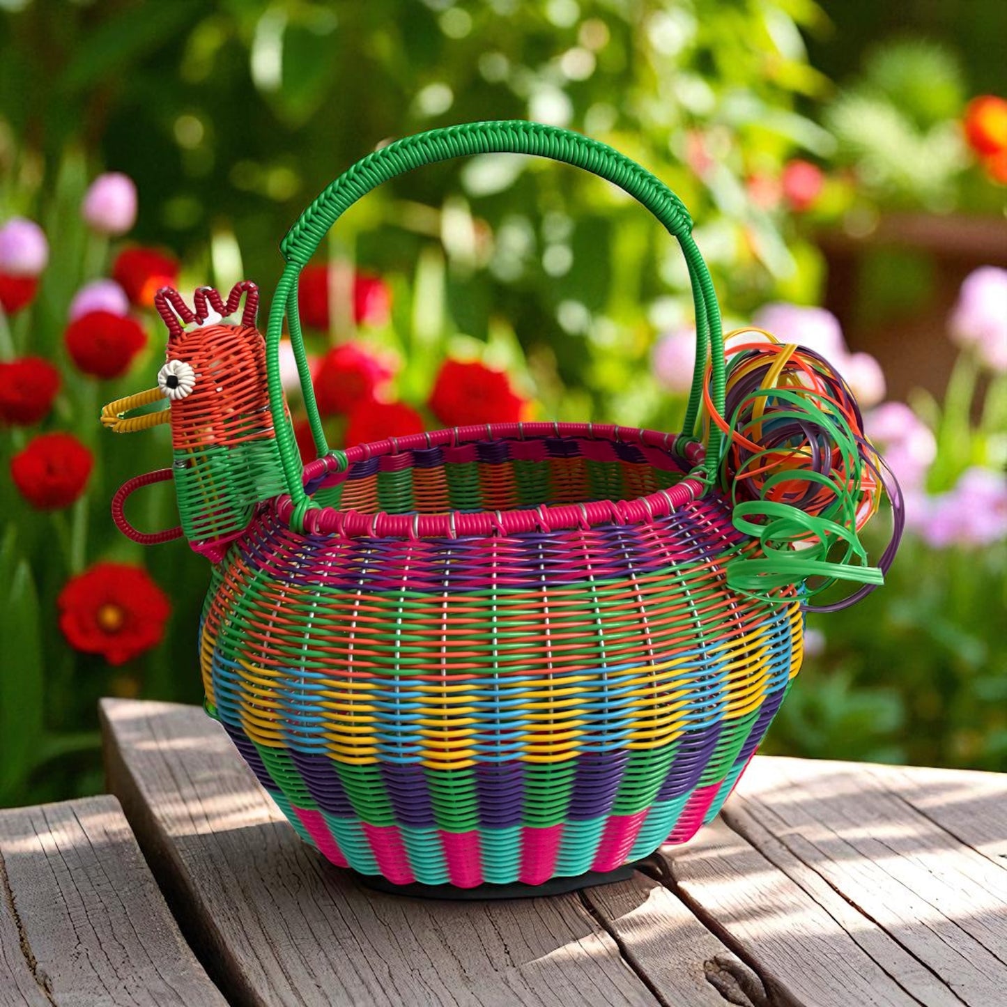 Poule colorée en plastique recyclé – Grand modèle