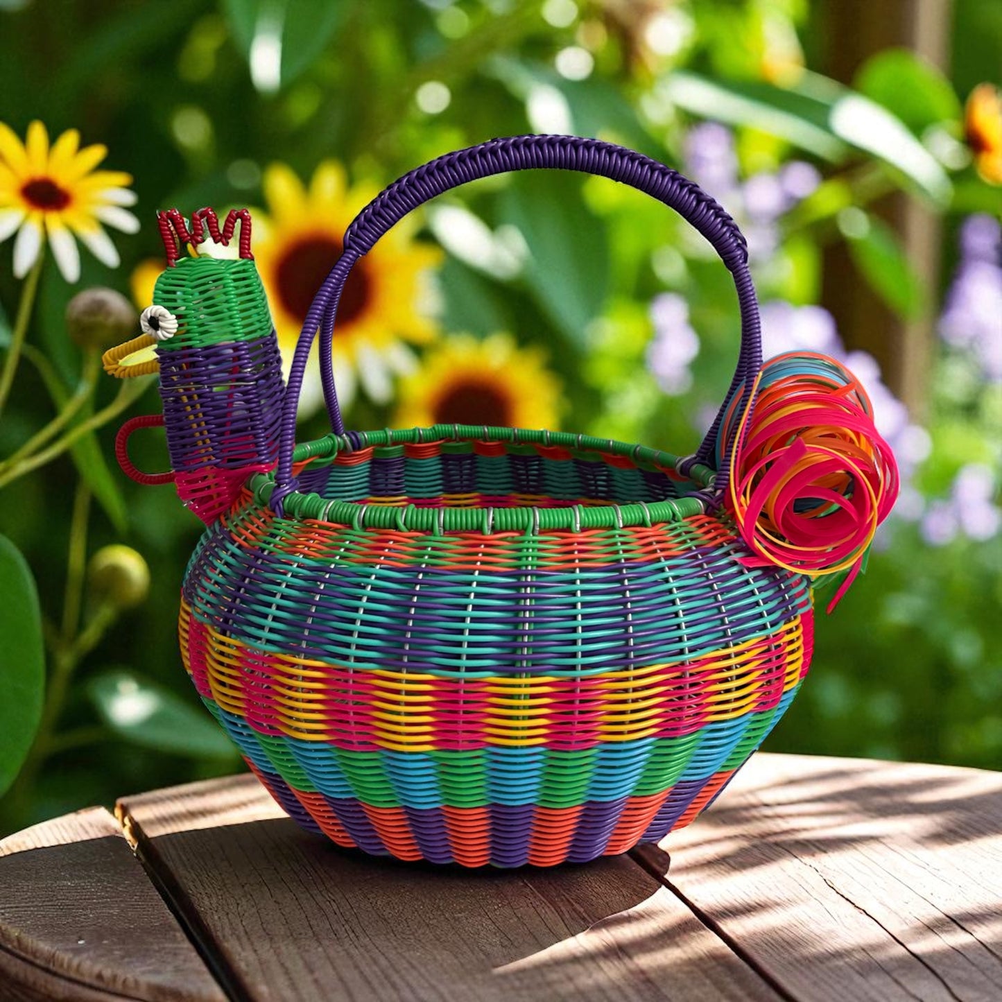 Poule colorée en plastique recyclé – Grand modèle