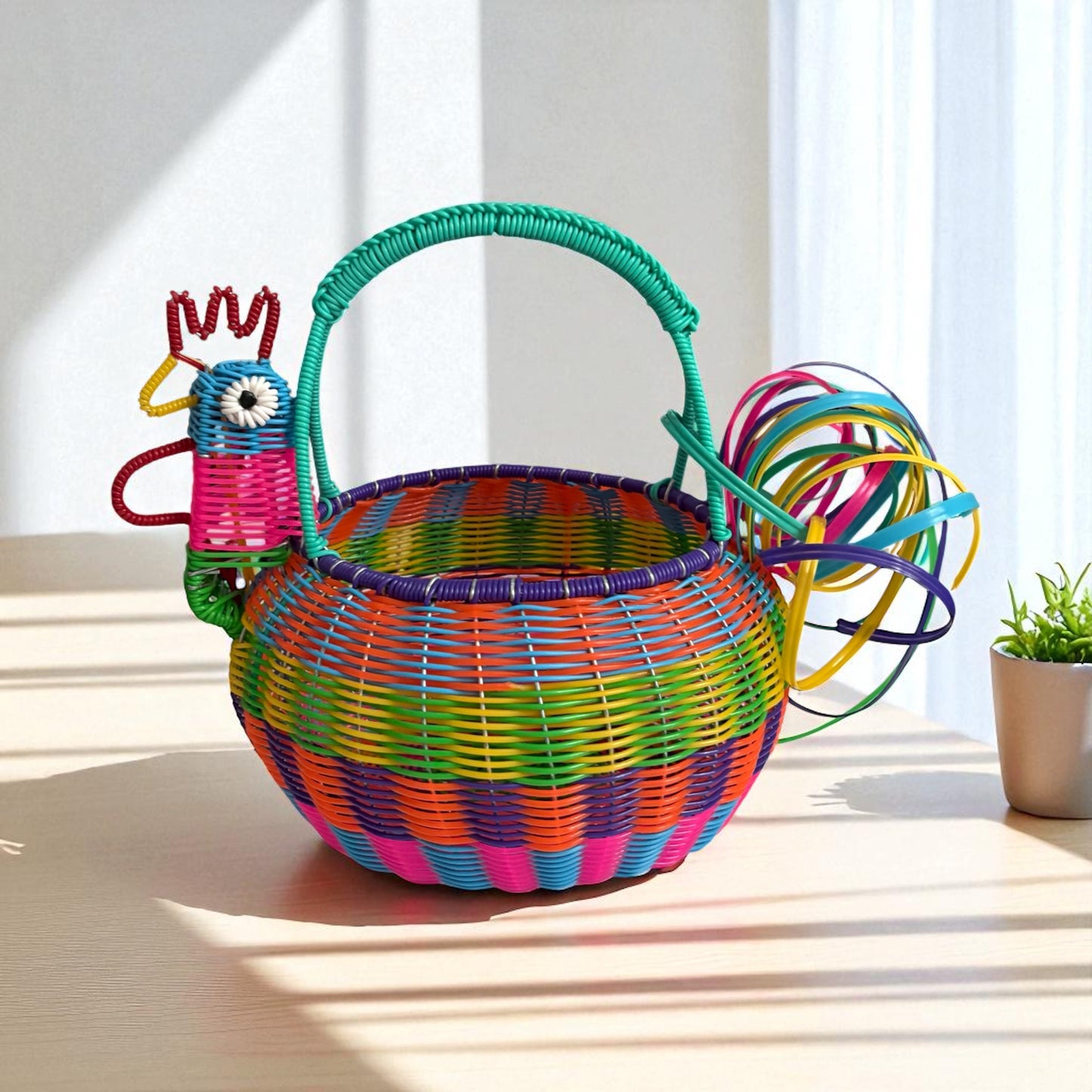 Poule colorée en plastique recyclé – Petit modèle