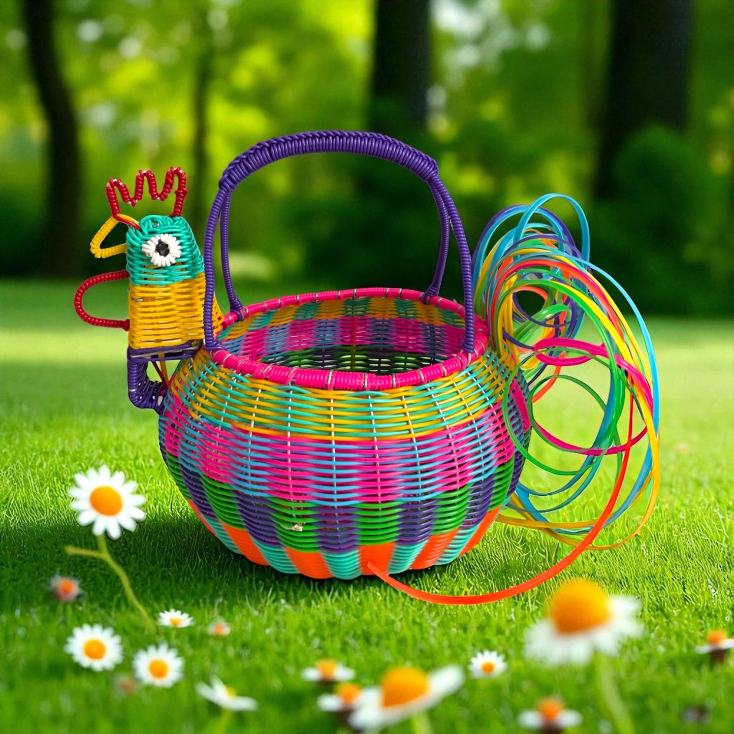 Poule colorée en plastique recyclé – Petit modèle