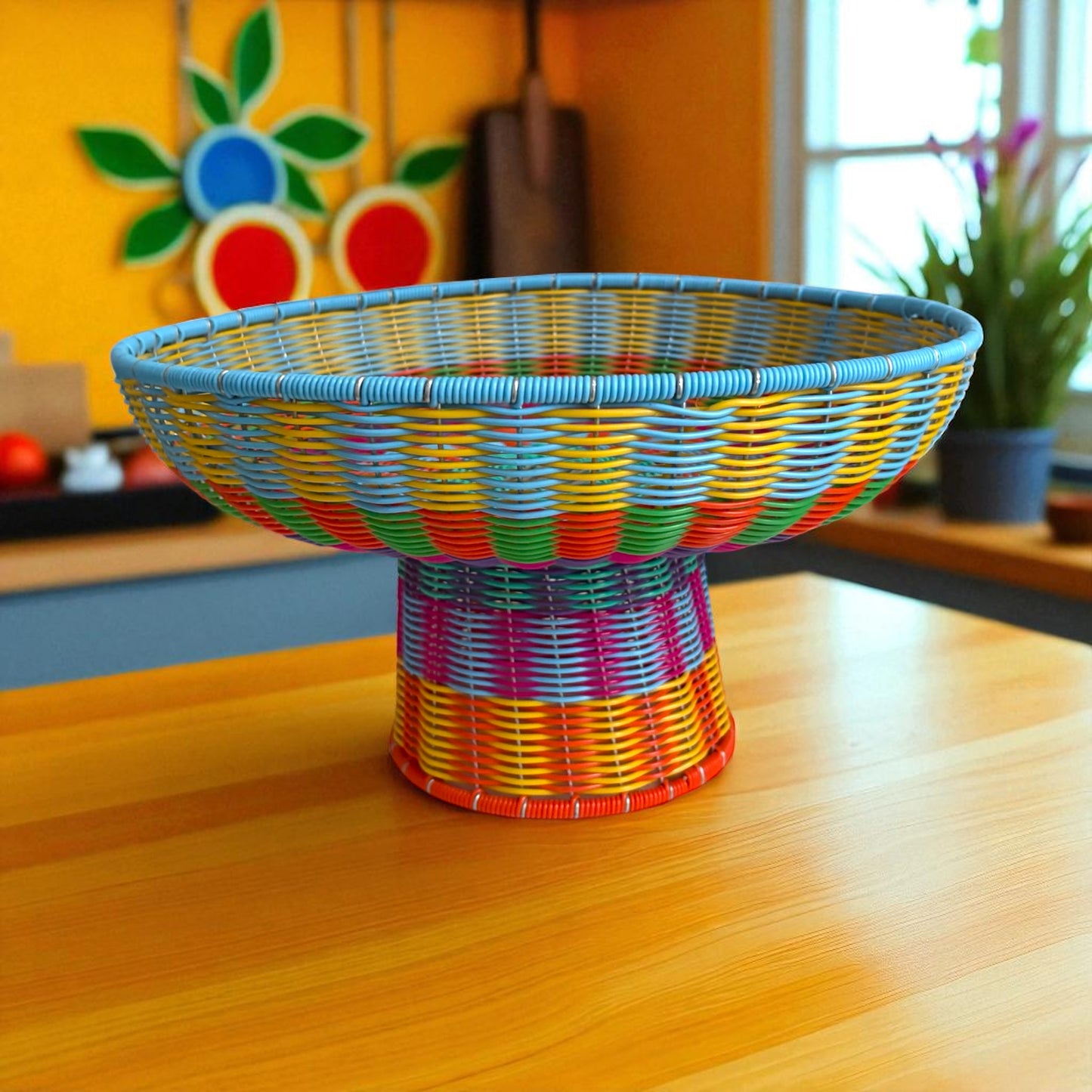 Frutero coloré en plastique recyclé – Panier à fruits fait main