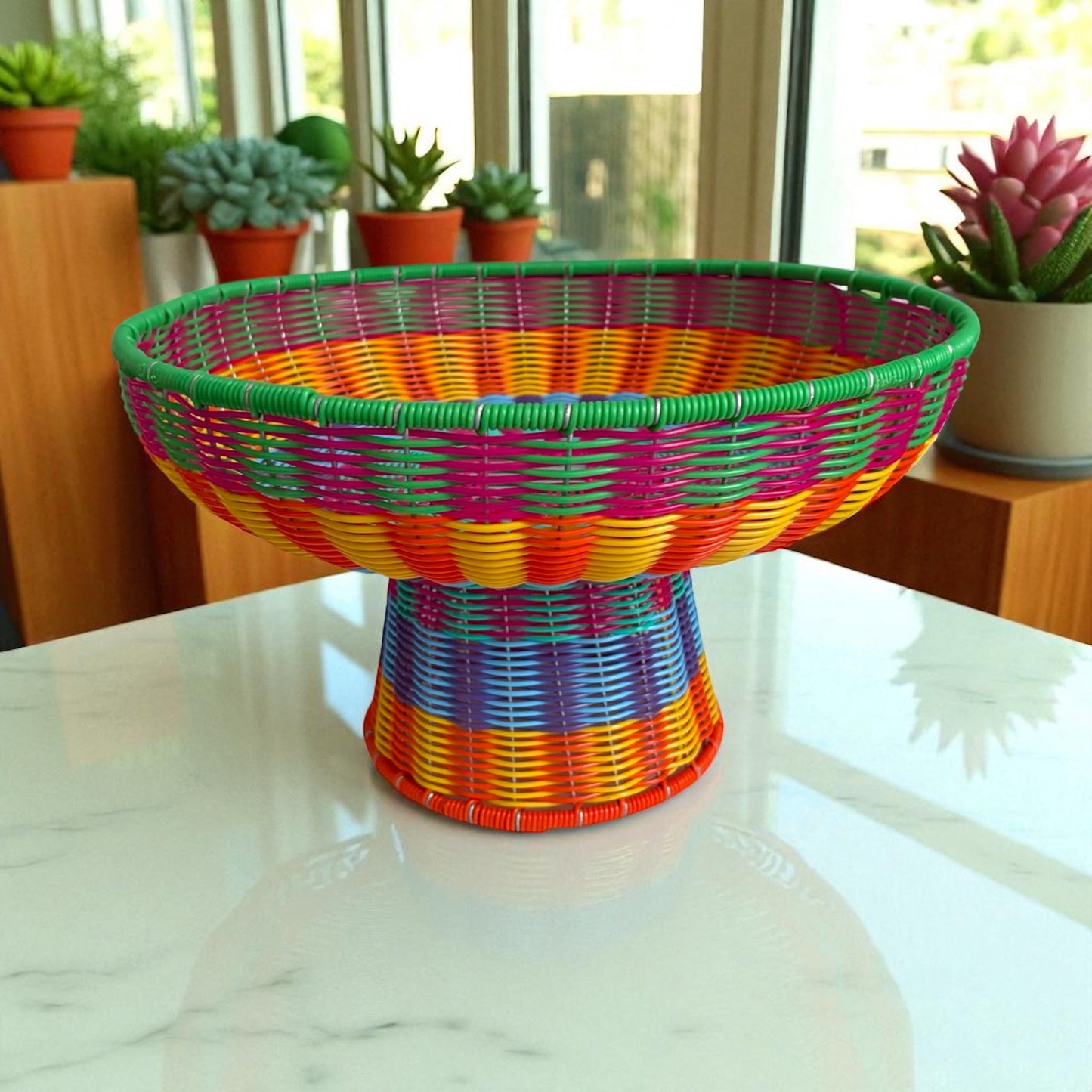 Frutero coloré en plastique recyclé – Panier à fruits fait main