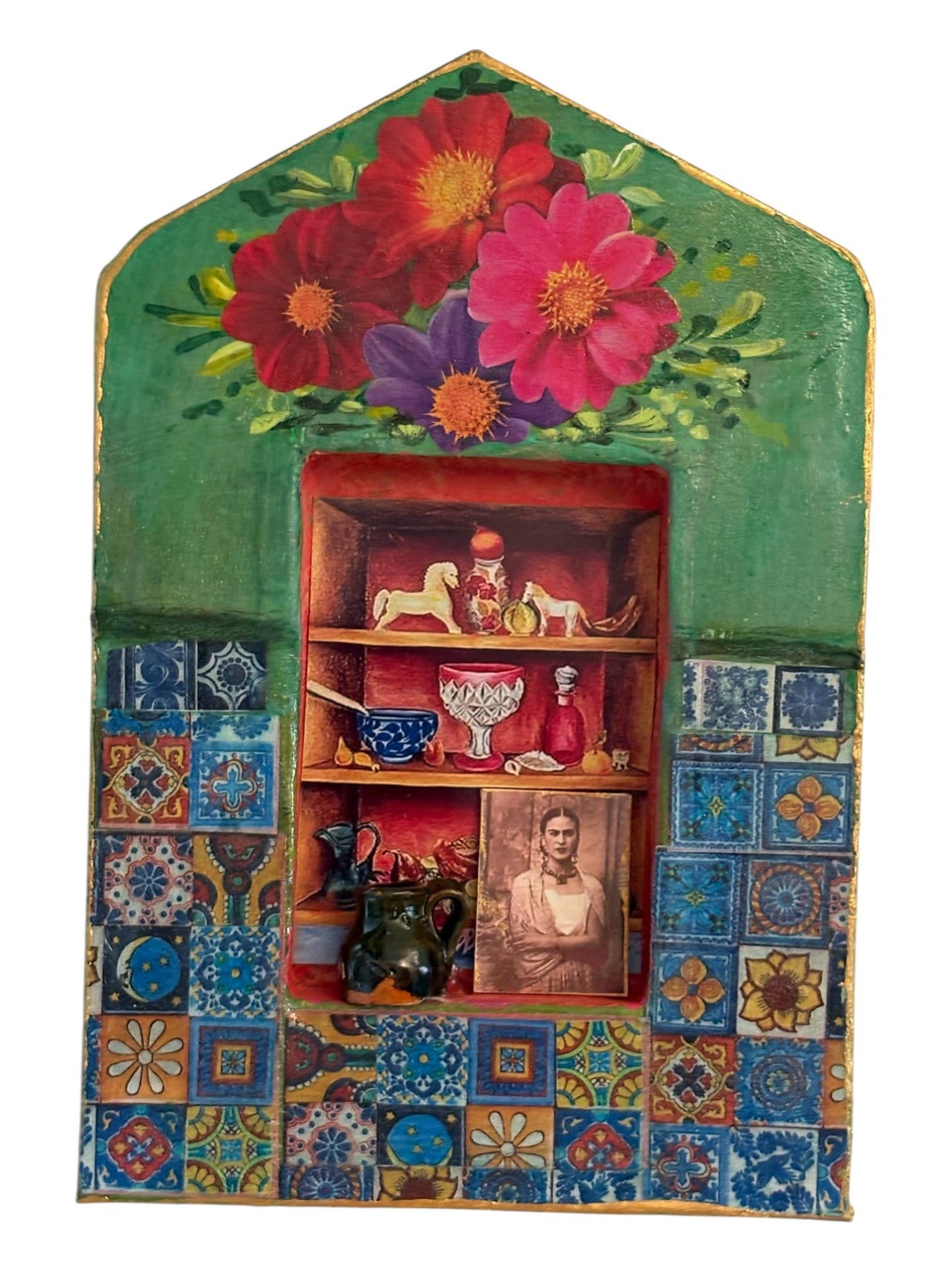 Nichos Frida – Pièce unique en carton peint à la main