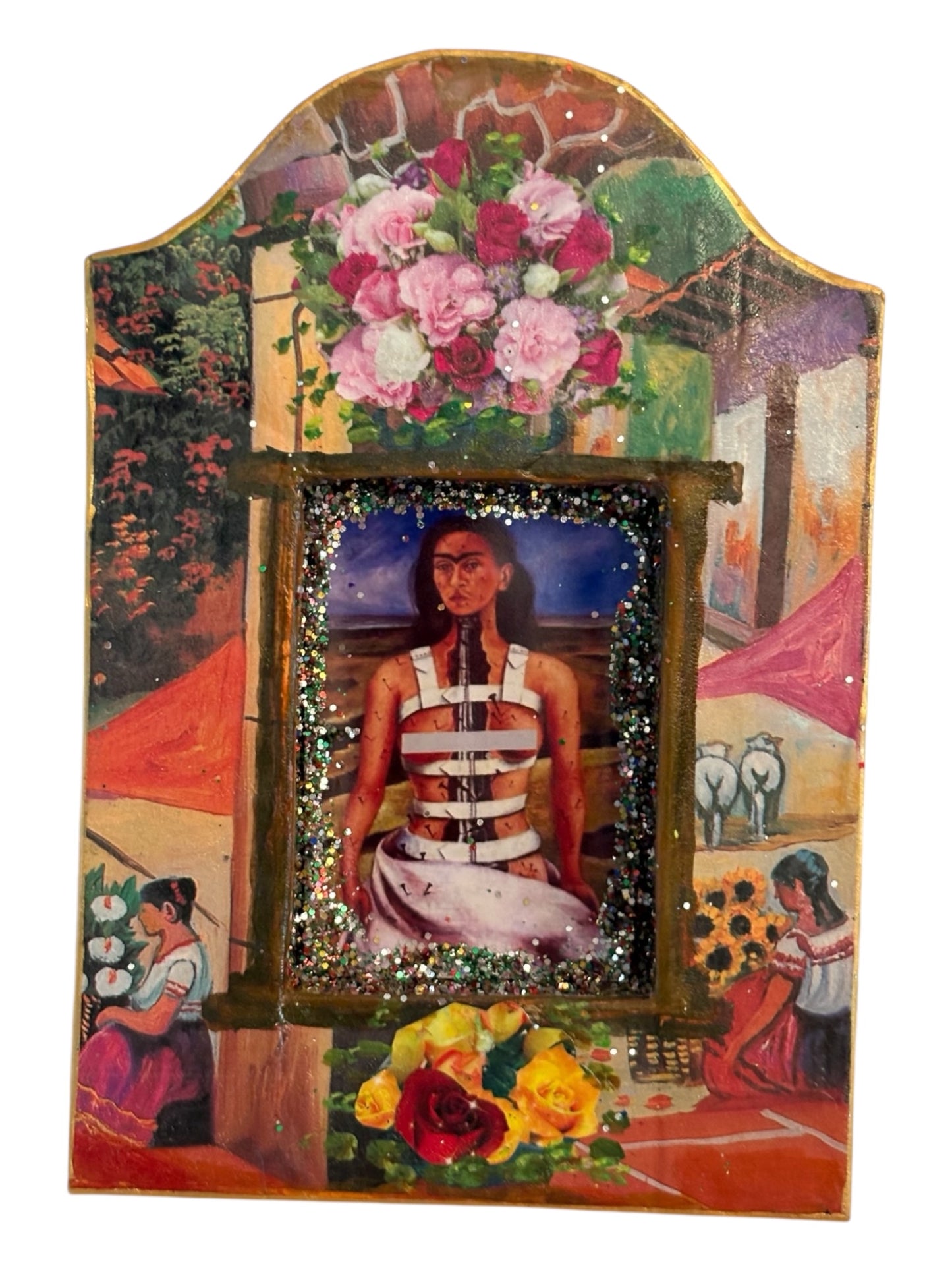 Nichos Frida – Pièce unique en carton peint à la main