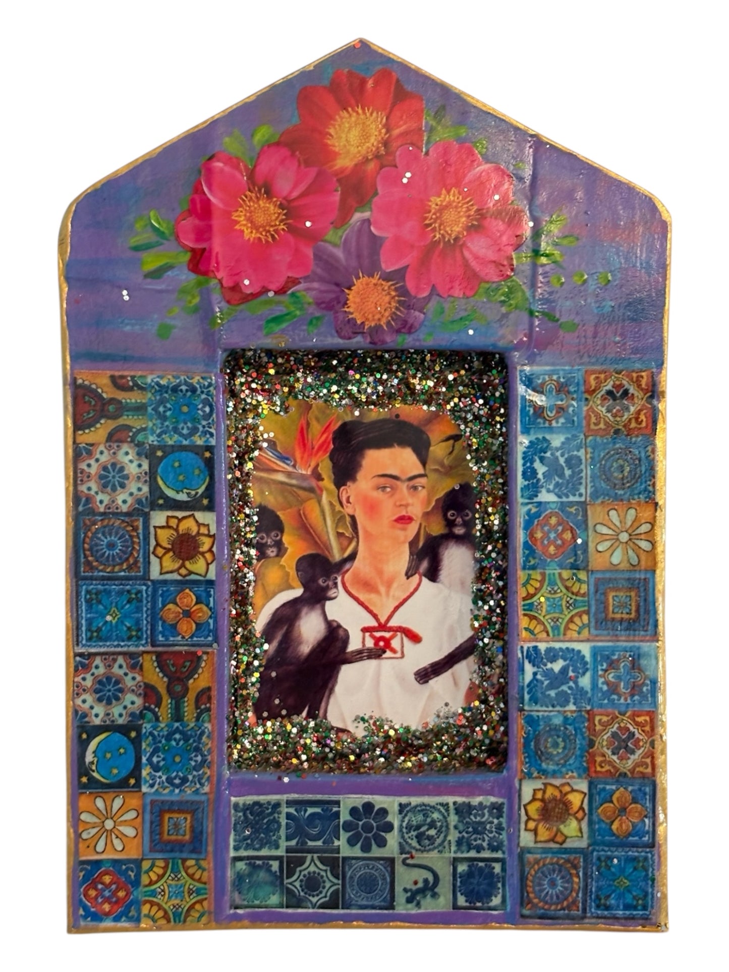 Nichos Frida – Pièce unique en carton peint à la main