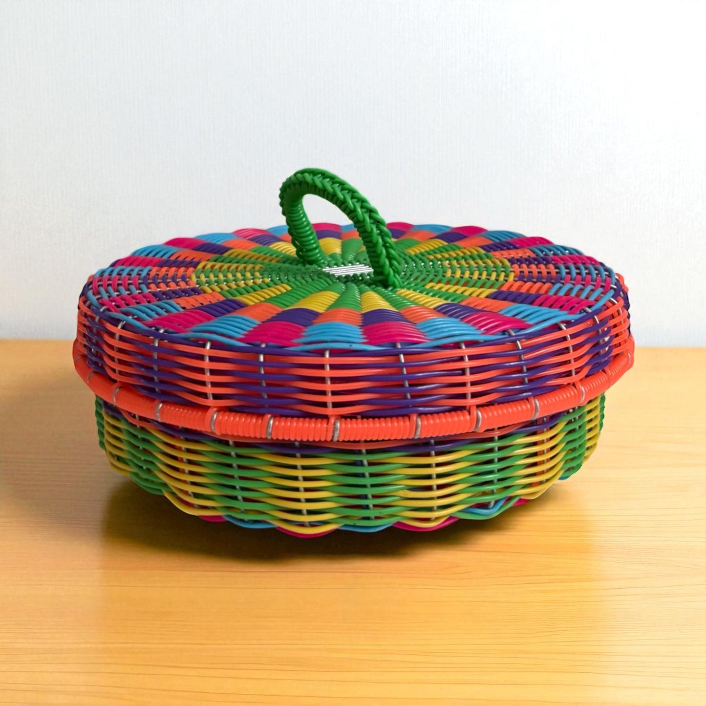 Panier rond avec couvercle – Petit modèle, pièce unique, fait main au Mexique