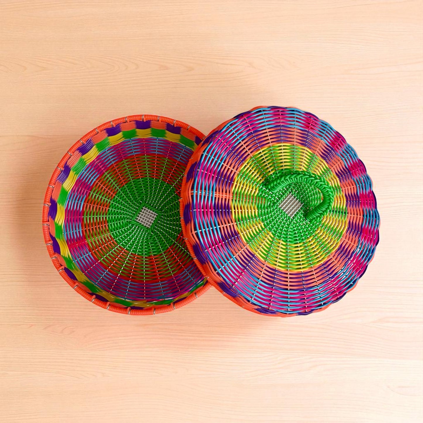Panier rond avec couvercle – Petit modèle, pièce unique, fait main au Mexique