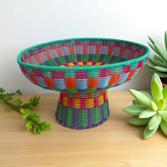 Frutero coloré en plastique recyclé – Panier à fruits fait main