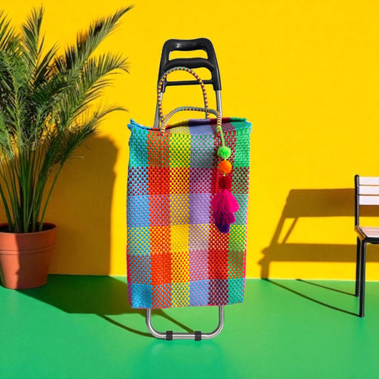 Carrito de compras fait main - Pièce unique en plastique recyclé
